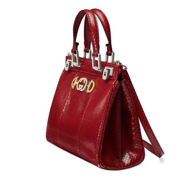 NWT GUCCI GG ZUMI TOP HANDLE PYTHON SATCHEL BAG - Picture 1 of 14